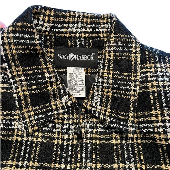 Sag Harbor, Tweed Zip Jacket w collar, 10, Black Tan White - Picture 3 of 11